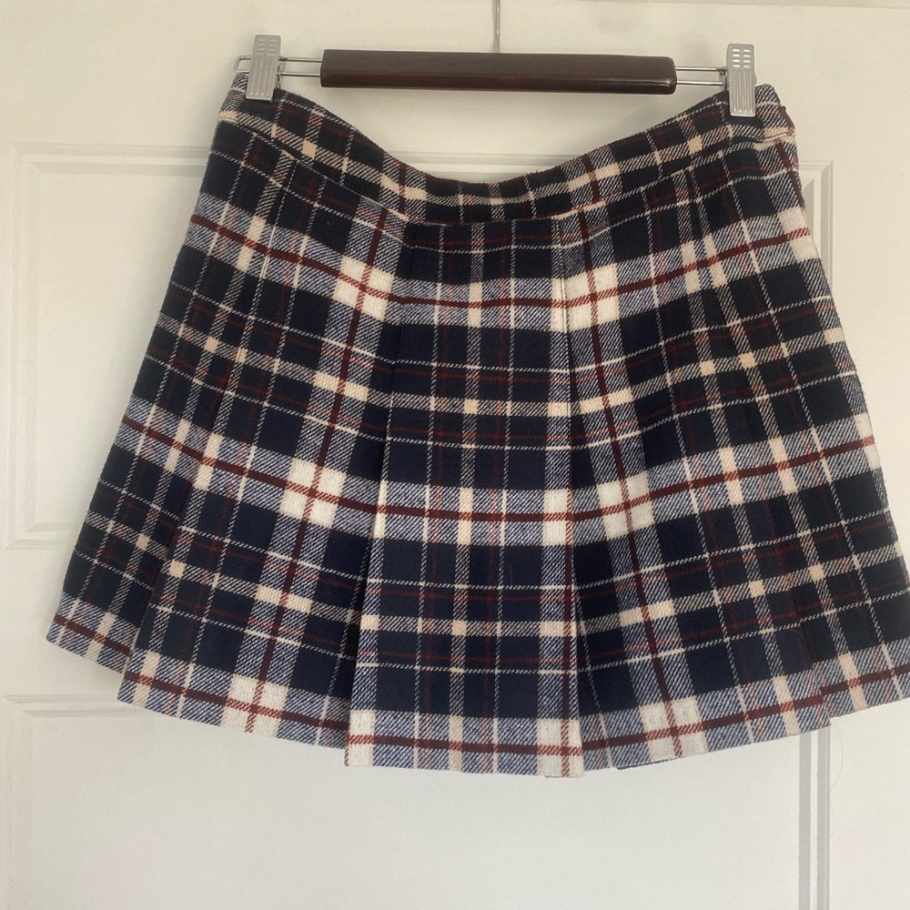 H&M Navy and White Plaid Mini Skirt